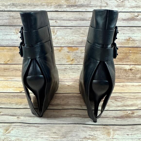 Vera Wang Womens Black Leather Rebel Rahda High Heel Ankle Boots 9M - Picture 6 of 11